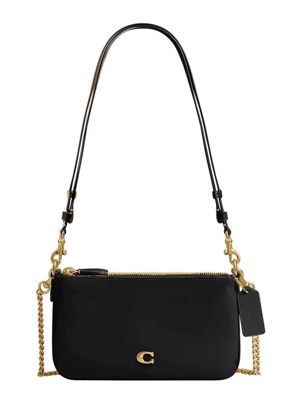 New Coach Black Leather Audrey Shoulder Bag with Gold Hardware